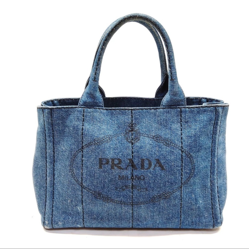 Authentic Prada Tote Bag  Blue Denim